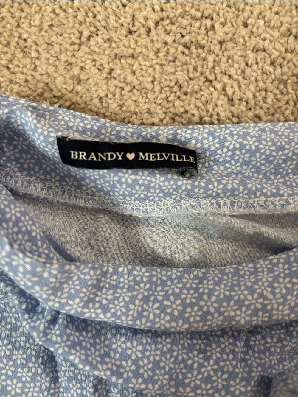 Brandy Melville Light Blue Printed Tie-Waist A-Line Skirt - Picture 3 of 3
